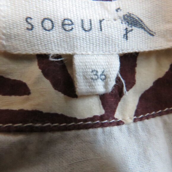 SOEUR Leaf Printed Cotton Bomber Chore Jacket Abstract Minimalist Sz 36 / US S - Picture 14 of 15